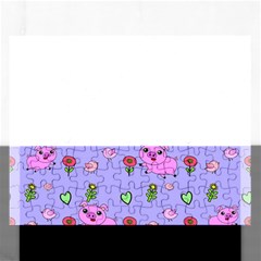 Flower Pink Pig Piggy Seamless Rectangular Jigsaw Puzzl by Ravend