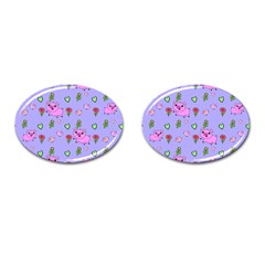 Flower Pink Pig Piggy Seamless Cufflinks (oval) by Ravend