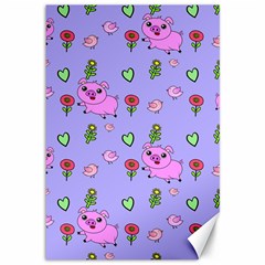 Flower Pink Pig Piggy Seamless Canvas 12  X 18  by Ravend