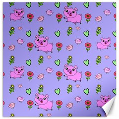 Flower Pink Pig Piggy Seamless Canvas 20  X 20  by Ravend