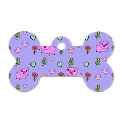 Flower Pink Pig Piggy Seamless Dog Tag Bone (one Side) by Ravend