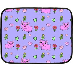 Flower Pink Pig Piggy Seamless Two Sides Fleece Blanket (mini) by Ravend