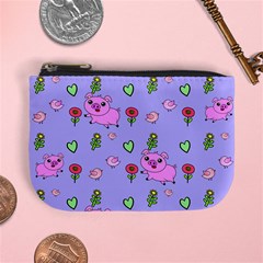 Flower Pink Pig Piggy Seamless Mini Coin Purse by Ravend