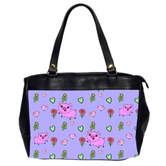 Flower Pink Pig Piggy Seamless Oversize Office Handbag (2 Sides) by Ravend