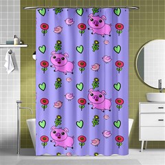 Flower Pink Pig Piggy Seamless Shower Curtain 48  X 72  (small)  by Ravend