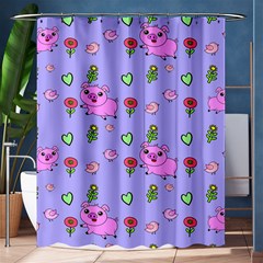 Flower Pink Pig Piggy Seamless Shower Curtain 60  X 72  (medium)  by Ravend