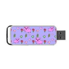 Flower Pink Pig Piggy Seamless Portable Usb Flash (two Sides) by Ravend