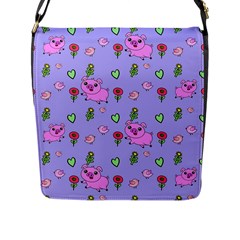 Flower Pink Pig Piggy Seamless Flap Closure Messenger Bag (l) by Ravend