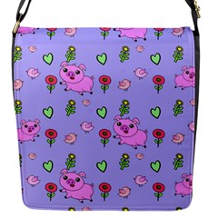 Flower Pink Pig Piggy Seamless Flap Closure Messenger Bag (s) by Ravend