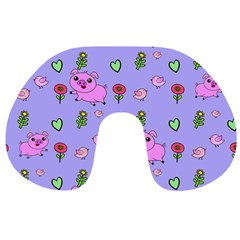 Flower Pink Pig Piggy Seamless Travel Neck Pillow by Ravend