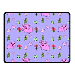 Flower Pink Pig Piggy Seamless Two Sides Fleece Blanket (small) by Ravend