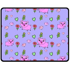 Flower Pink Pig Piggy Seamless Two Sides Fleece Blanket (medium) by Ravend