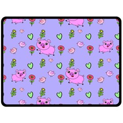 Flower Pink Pig Piggy Seamless Two Sides Fleece Blanket (large) by Ravend