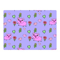 Flower Pink Pig Piggy Seamless Two Sides Premium Plush Fleece Blanket (mini) by Ravend