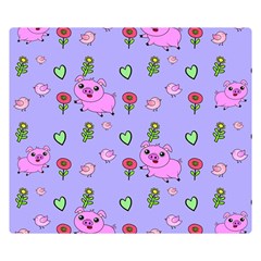 Flower Pink Pig Piggy Seamless Two Sides Premium Plush Fleece Blanket (small) by Ravend