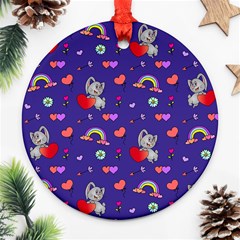 Rabbit Hearts Texture Seamless Pattern Ornament (round) by Ravend