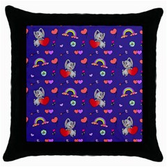 Rabbit Hearts Texture Seamless Pattern Throw Pillow Case (black) by Ravend