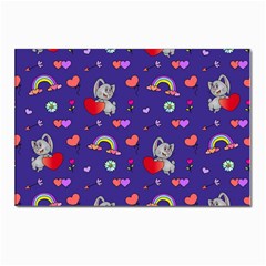 Rabbit Hearts Texture Seamless Pattern Postcards 5  X 7  (pkg Of 10) by Ravend