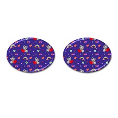 Rabbit Hearts Texture Seamless Pattern Cufflinks (oval) by Ravend