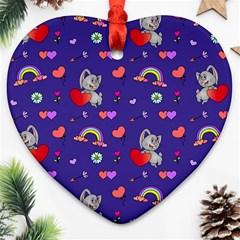 Rabbit Hearts Texture Seamless Pattern Heart Ornament (two Sides) by Ravend