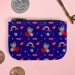 Rabbit Hearts Texture Seamless Pattern Mini Coin Purse by Ravend