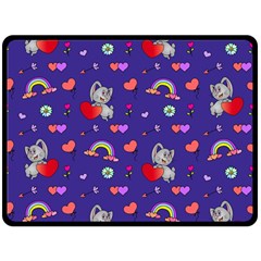 Rabbit Hearts Texture Seamless Pattern Fleece Blanket (large) by Ravend