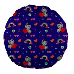 Rabbit Hearts Texture Seamless Pattern Large 18  Premium Flano Round Cushions by Ravend