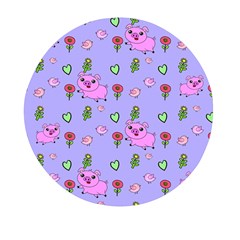 Flower Pink Pig Piggy Seamless Mini Round Pill Box by Ravend