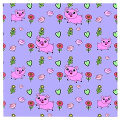 Flower Pink Pig Piggy Seamless Wooden Puzzle Square by Ravend