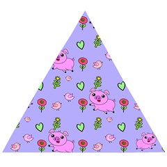 Flower Pink Pig Piggy Seamless Wooden Puzzle Triangle by Ravend