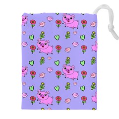 Flower Pink Pig Piggy Seamless Drawstring Pouch (5xl) by Ravend