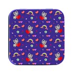 Rabbit Hearts Texture Seamless Pattern Square Metal Box (Black) Front