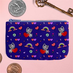 Rabbit Hearts Texture Seamless Pattern Large Coin Purse by Ravend