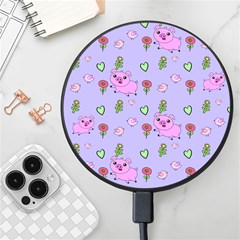 Flower Pink Pig Piggy Seamless Wireless Fast Charger(black) by Ravend