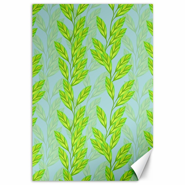 Background Leaves Branch Seamless Canvas 12  x 18 