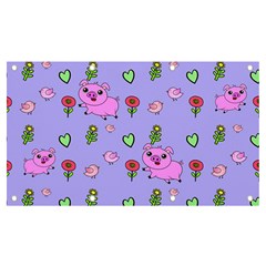 Flower Pink Pig Piggy Seamless Banner And Sign 7  X 4  by Ravend