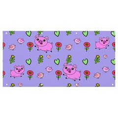 Flower Pink Pig Piggy Seamless Banner And Sign 8  X 4  by Ravend