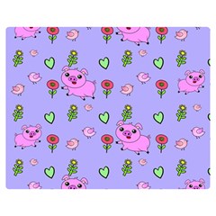 Flower Pink Pig Piggy Seamless Premium Plush Fleece Blanket (medium) by Ravend