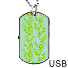 Background Leaves Branch Seamless Dog Tag Usb Flash (one Side) by Ravend