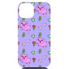 Flower Pink Pig Piggy Seamless Iphone 14 Black Uv Print Case by Ravend