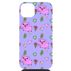 Flower Pink Pig Piggy Seamless Iphone 14 Plus Black Uv Print Case by Ravend