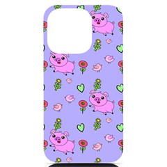 Flower Pink Pig Piggy Seamless Iphone 14 Pro Black Uv Print Case by Ravend