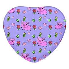 Flower Pink Pig Piggy Seamless Heart Glass Fridge Magnet (4 Pack) by Ravend