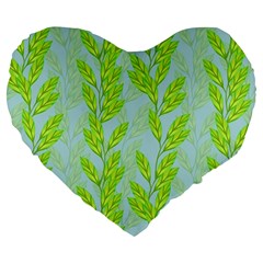 Background Leaves Branch Seamless Large 19  Premium Flano Heart Shape Cushions