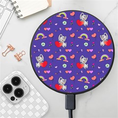 Rabbit Hearts Texture Seamless Pattern Wireless Fast Charger(black) by Ravend