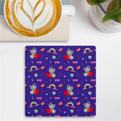 Rabbit Hearts Texture Seamless Pattern Uv Print Square Tile Coaster  by Ravend