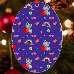 Rabbit Hearts Texture Seamless Pattern Uv Print Acrylic Ornament Oval by Ravend