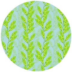 Background Leaves Branch Seamless Wooden Puzzle Round by Ravend