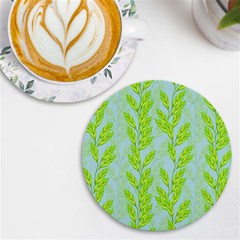 Background Leaves Branch Seamless Uv Print Round Tile Coaster by Ravend