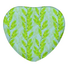 Background Leaves Branch Seamless Heart Glass Fridge Magnet (4 Pack) by Ravend